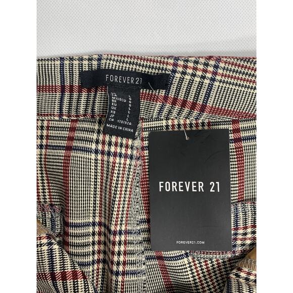 NEW Forever 21 Womens Plaid Polyester Dress Pant Multicolor Cuffed Leg Large - Picture 6 of 9